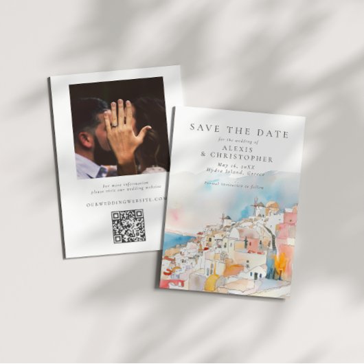 Kleurrijke mediterrane landschap foto bruiloft save the date