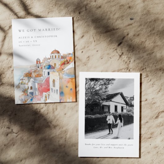 Kleurrijke mediterrane landschap foto Elopement Aankondiging