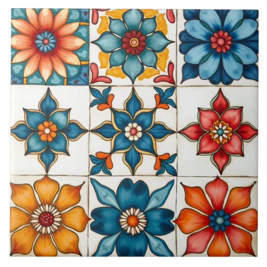 Kleurrijke, mediterrane ,mozaïek, tegeltje (Voorkant)