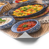 Kleurrijke mediterrane ontbijtfeest poster (Hoek)