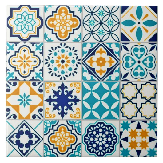 Kleurrijke Meerdere Afbeeldingen Keramische Tegel. Tegeltje (Voorkant)