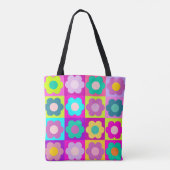 Kleurrijke meerkleurige florale kleurstof tote bag (Achterkant)