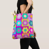 Kleurrijke meerkleurige florale kleurstof tote bag (Dichtbij)