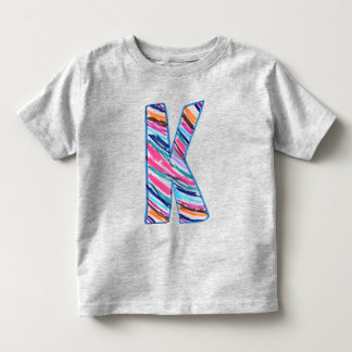 Kleurrijke Meerkleurige Letter K als in Kay Kinder Shirts