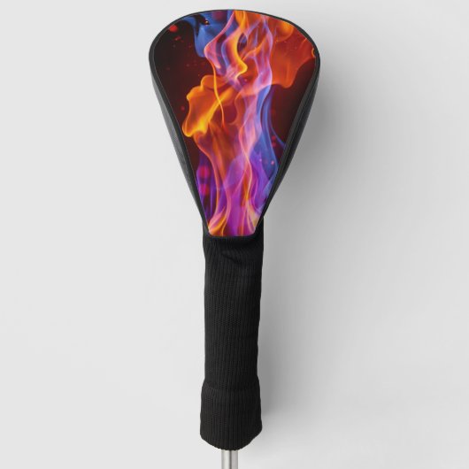Kleurrijke meerkleurige vlammen golfheadcover (Voorkant)