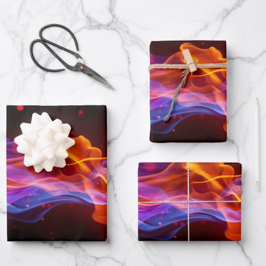 Kleurrijke meerkleurige vlammen inpakpapier vel (Voorkant)