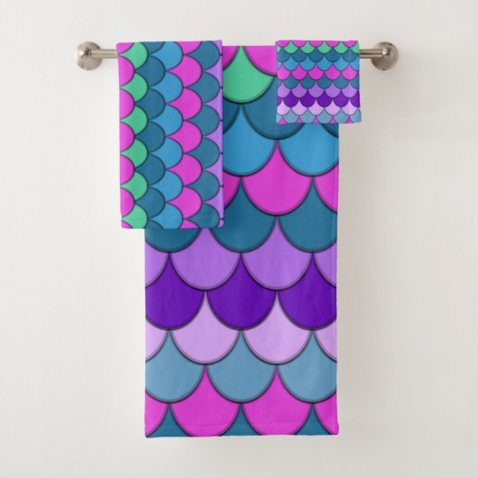 Kleurrijke meerkleurige zeemeermin bad handdoek (Insitu)