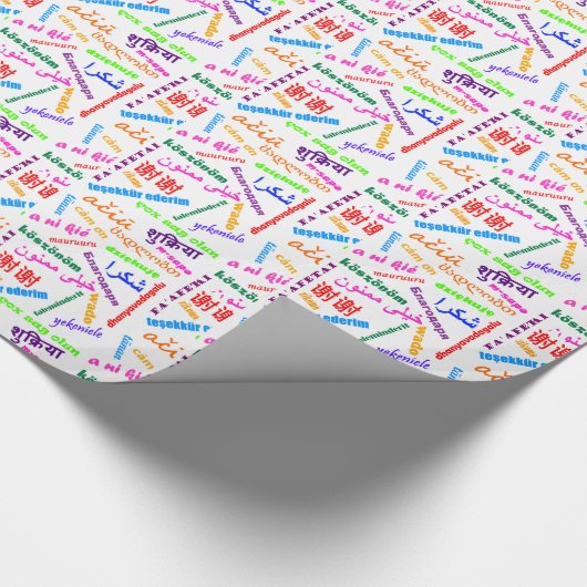 Kleurrijke meertalige talen Dank u Cadeaupapier (Hoek)