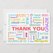 Kleurrijke meertalige typografie plat bedankkaart (Voorkant)