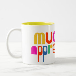 Kleurrijke meest gewaardeerde dank u tweekleurige koffiemok