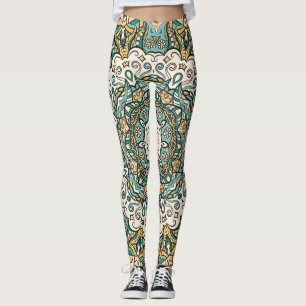 Kleurrijke Mehndi Tegel Naadloze Tracery Leggings