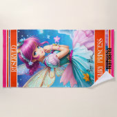 Kleurrijke meisje fee prinses strandlaken (Voorkant)