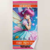 Kleurrijke meisje fee prinses strandlaken (Voorkant)