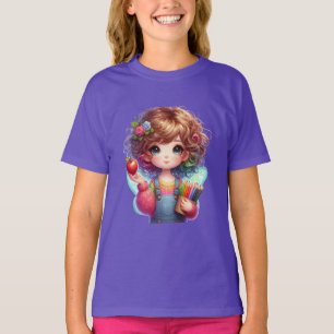 Kleurrijke Meisje Klaar voor School Fun T-shirt