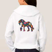 Kleurrijke Meisjes Bloemen Paard Hooded Sweatshirt (Achterkant)