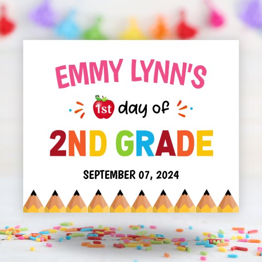 Kleurrijke Meisjes Eerste Dag van de School 2e Gra Poster