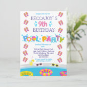 Kleurrijke Meisjes Flip Flops Spatwaterbad Feestje Kaart (Staand voorkant)