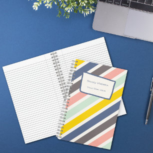 Kleurrijke Meisjes Monogrammed Naam School Onderwe Notitieboek