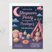 Kleurrijke meisjes Sleepover Party Uitnodiging (Voorkant / Achterkant)