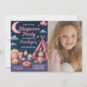 Kleurrijke meisjes Sleepover Party Uitnodiging