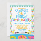 Kleurrijke Meisjes Splash Pool Party Verjaardag Kaart (Voorkant)