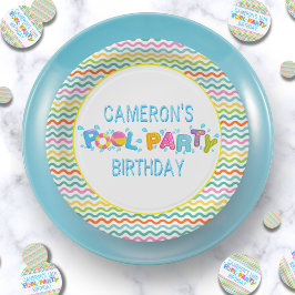 Kleurrijke Meisjes Splash Pool Party Verjaardag Papieren Bordje