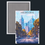 Kleurrijke Melbourne Australia City Uitzicht Reize Magneet<br><div class="desc">Dit is een prachtige Melbourne Australia magneet met een uitzicht van de Australische stad met zijn unieke architectuur. Werkt geweldig als een reissouvenir en cadeau-idee. Koop en maak je eigen nu.</div>