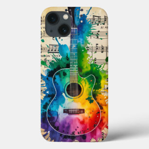Kleurrijke melodie: geschilderde gitaar op  muziek Case-Mate iPhone case
