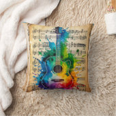 Kleurrijke melodie: geschilderde gitaar op  muziek kussen (Deken)