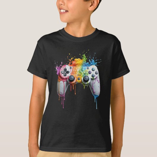 Kleurrijke Melting Gaming Controller T-shirt (Voorkant)