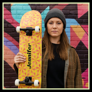 Kleurrijke Memphis stijl geometrisch patroon skate Persoonlijk Skateboard