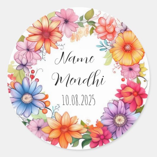 Kleurrijke Mendhi voorkeur stickers (Voorkant)