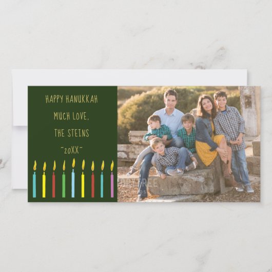 Kleurrijke Menorah kaarsen Happy Chanoeka Feestdagenkaart (Voorkant)