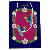 Kleurrijke mensvogels. Donkerblauw Medium Cadeauzakje (Voorkant)