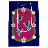 Kleurrijke mensvogels. Donkerblauw Medium Cadeauzakje (Achterkant)