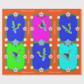 Kleurrijke mensvogels. Oranje. Cadeaupapier (Vlak)