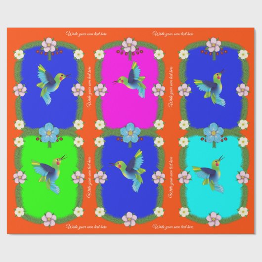 Kleurrijke mensvogels. Oranje. Cadeaupapier (Vlak)