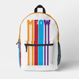 Kleurrijke MEOW Cat Lover Rugzak met Bold Stripes