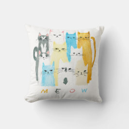 Kleurrijke MEOW Cats Sierkussen – Fun & Vibrant