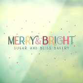 Kleurrijke Merry and Bright Bedrijfsnaam  Raamsticker (Vel 3)