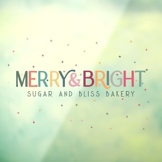 Kleurrijke Merry and Bright Bedrijfsnaam  Raamsticker (Vel 3)
