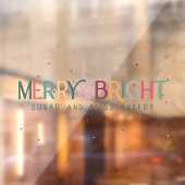 Kleurrijke Merry and Bright Bedrijfsnaam  Raamsticker (Vel 2)