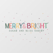 Kleurrijke Merry and Bright Bedrijfsnaam  Raamsticker (Vel)