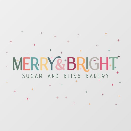 Kleurrijke Merry and Bright Bedrijfsnaam Raamsticker (Vel)