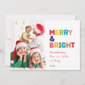 Kleurrijke Merry and Bright One Foto Feestdagenkaart (Voorkant)