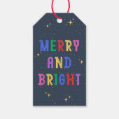 Kleurrijke Merry & Bright Navy Cadeaulabel (Voorkant)