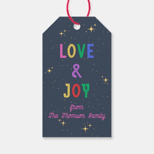 Kleurrijke Merry & Bright Navy Cadeaulabel (Achterkant)