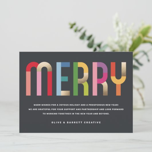 Kleurrijke Merry Business Photo Holiday Kaart (Staand voorkant)