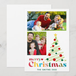 Kleurrijke Merry Christmas 2 Custom Foto's Feestdagenkaart