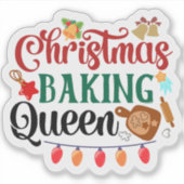 Kleurrijke Merry Christmas Baking Sticker (Voorkant)